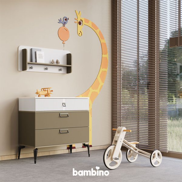 دراور سه کشو و شلف دیواری سفید کاراملی