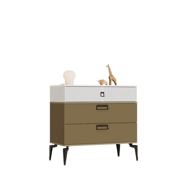 دراور مدرن سه کشو پایه دار سفید کاراملی