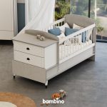تخت نوزاد و نوجوان دو منظوره سفید طوسی برند بامبینو
